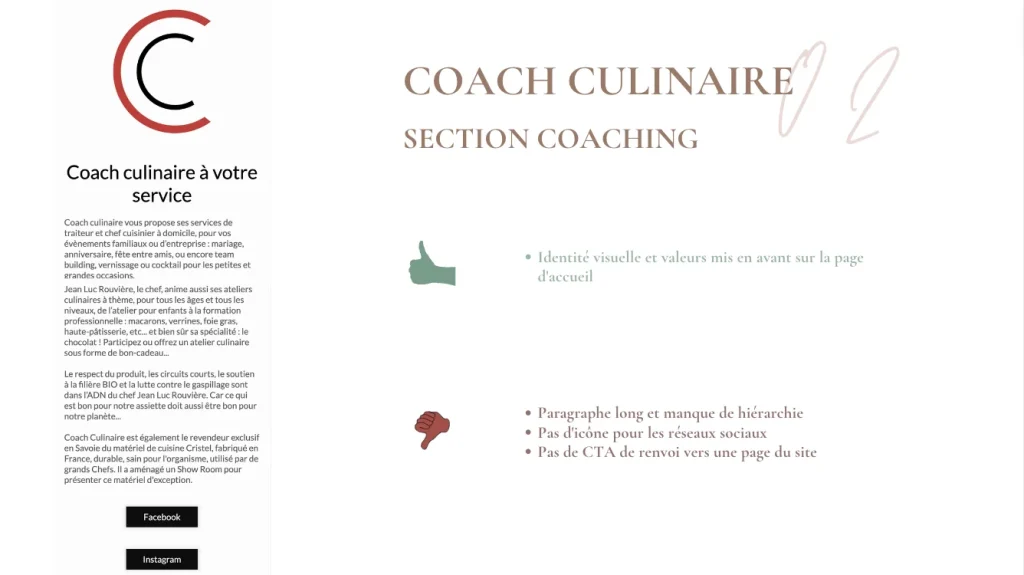 coach culinaire benchmark de la page coaching