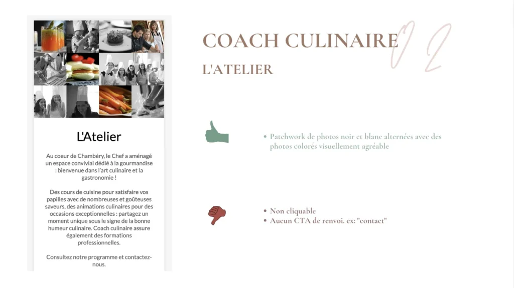 coach culinaire benchmark de la page atelier